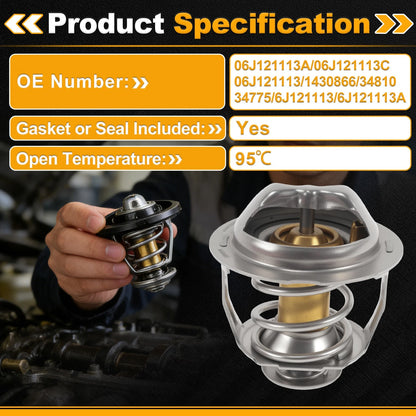 Engine Coolant Thermostat 06J121113A for Audi A3 (2009–2013) with Seal