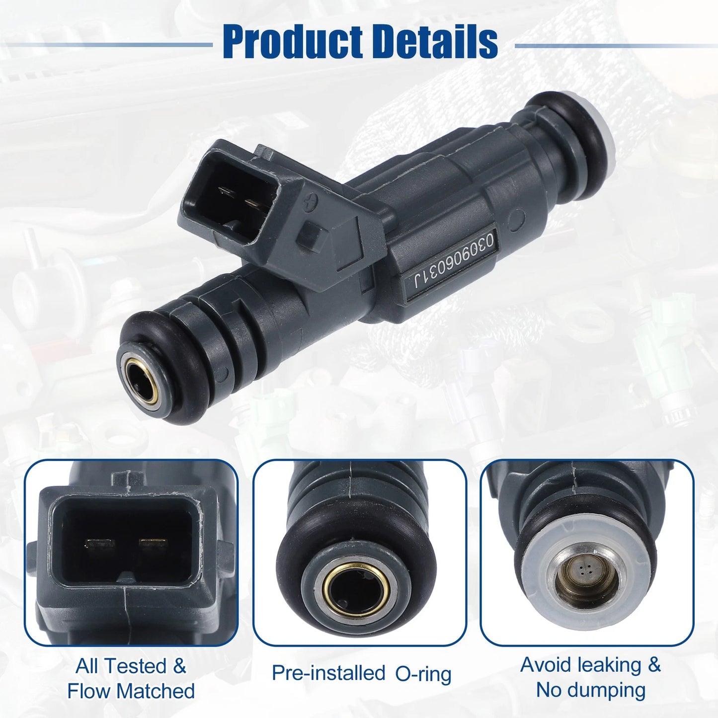 Set of 4 Fuel Injector Nozzles for VW Polo (1999–2001) No. 030906031J