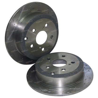 Rear Drilled + Slotted Disc Brake Rotors for Toyota Aurion GSV40 (2006–2012)