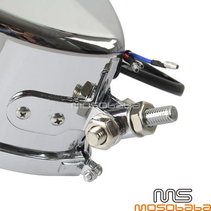 Chrome Triangle Retro Headlight for Harley Chopper Cafe Racer