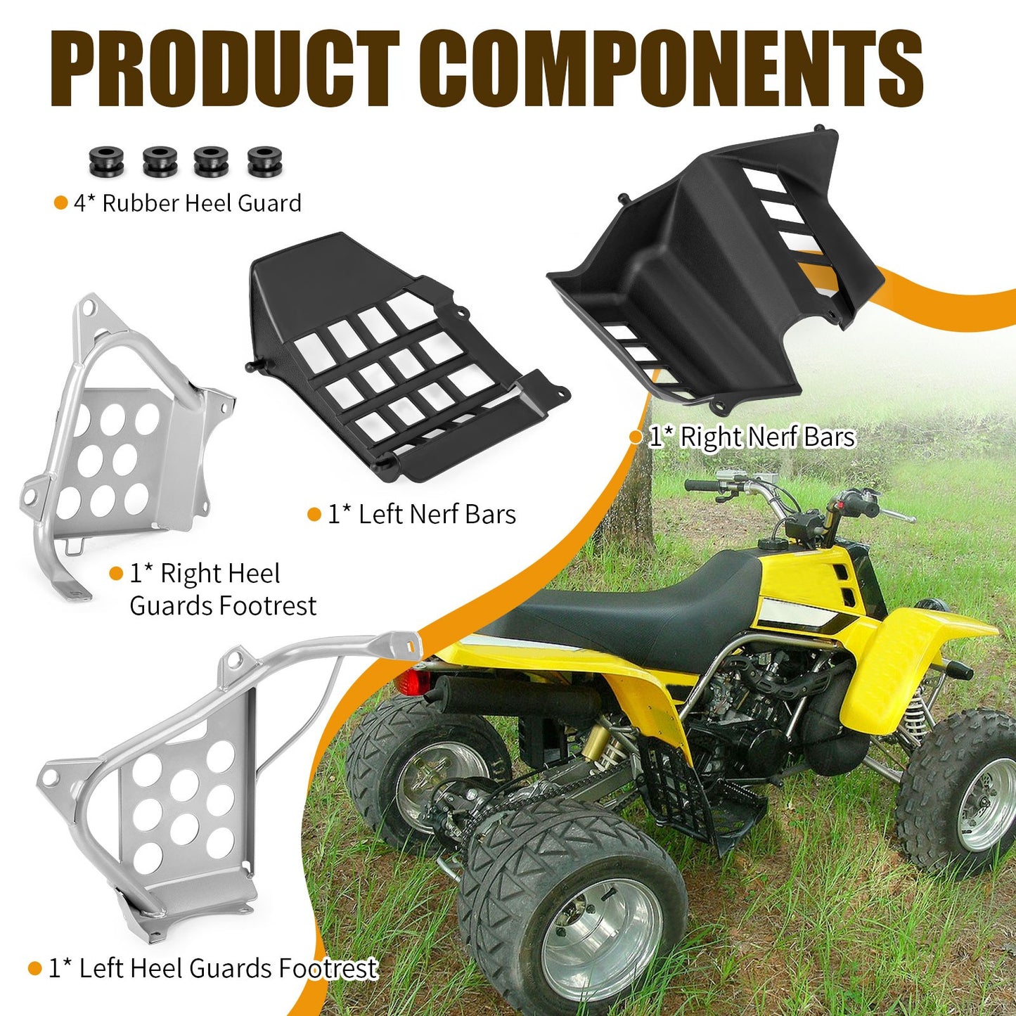 Silver Heel Guards for Yamaha Banshee 350 (1990–2006)