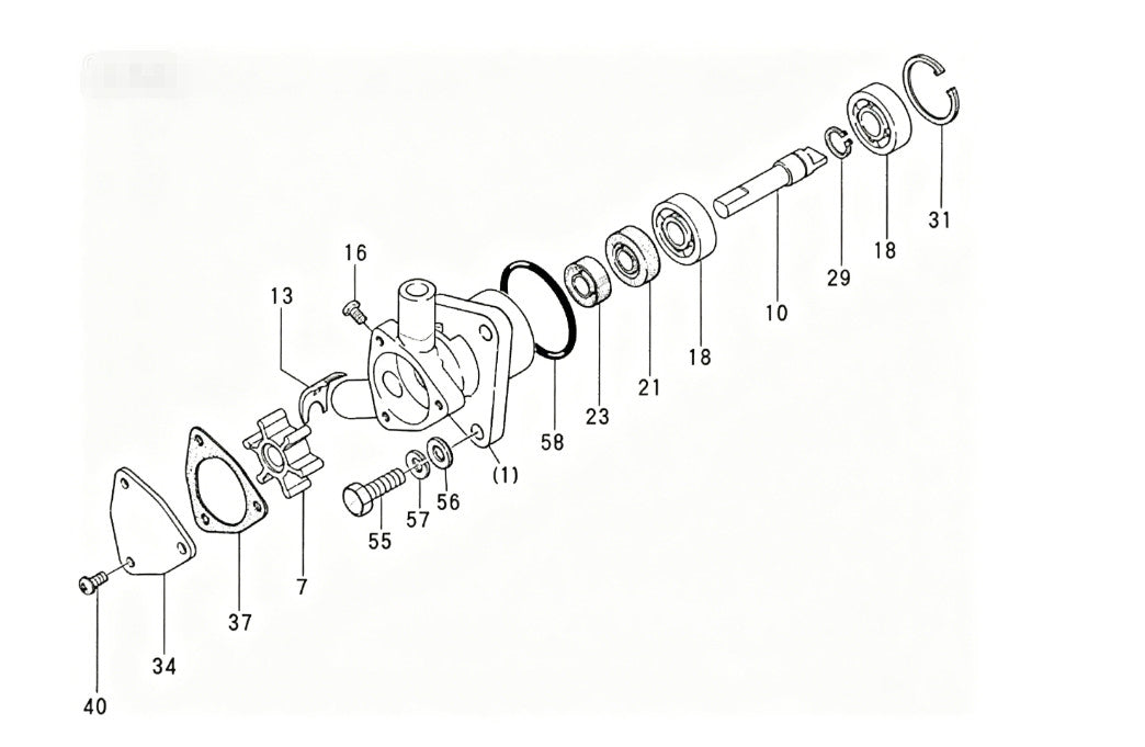 Water Pump Repair Kit for Yanmar 1GM 1GM10 (1970–1990)