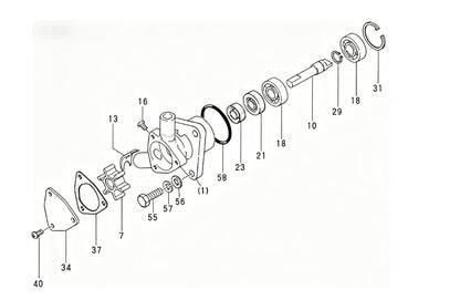 Water Pump Repair Kit for Yanmar 1GM 1GM10 (1970–1990)