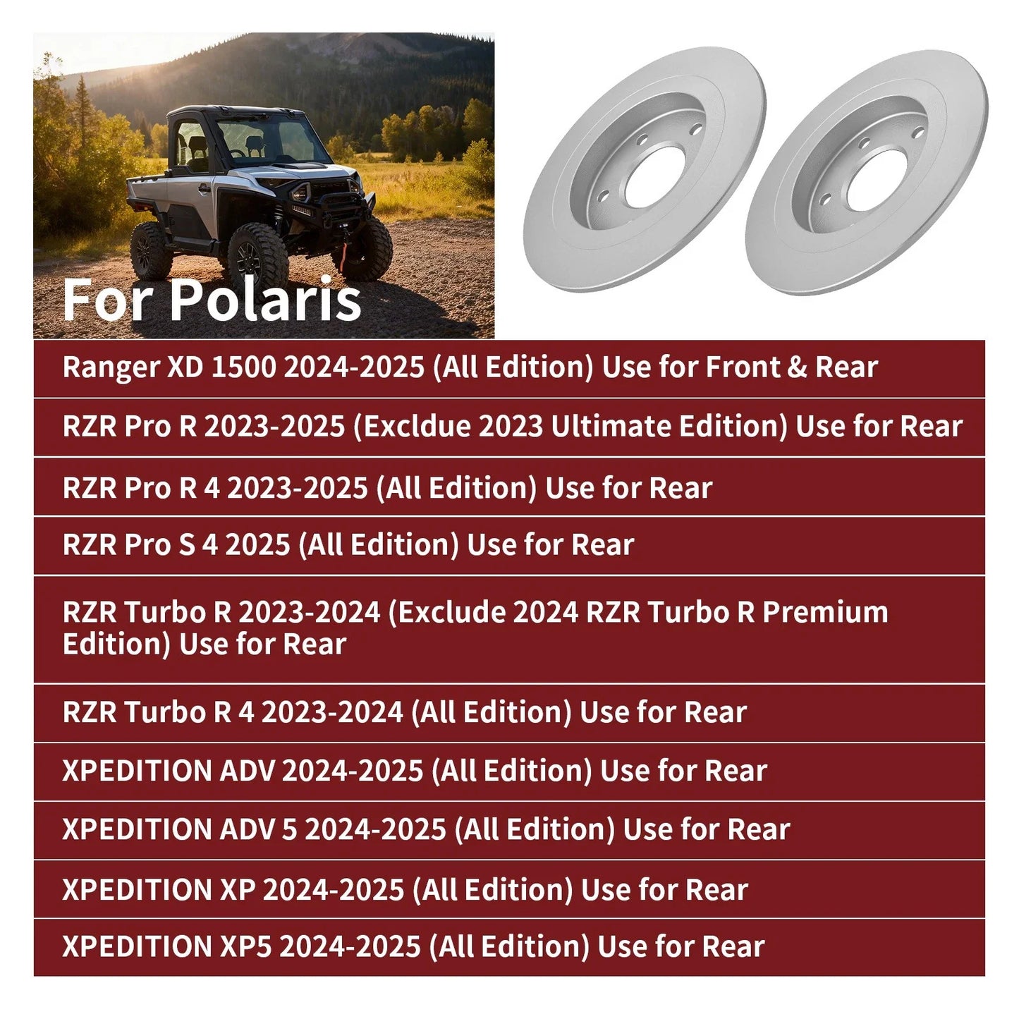 2 x Rear Brake Rotor for Polaris RZR Pro R / RZR Pro R 4 (2023–2025)