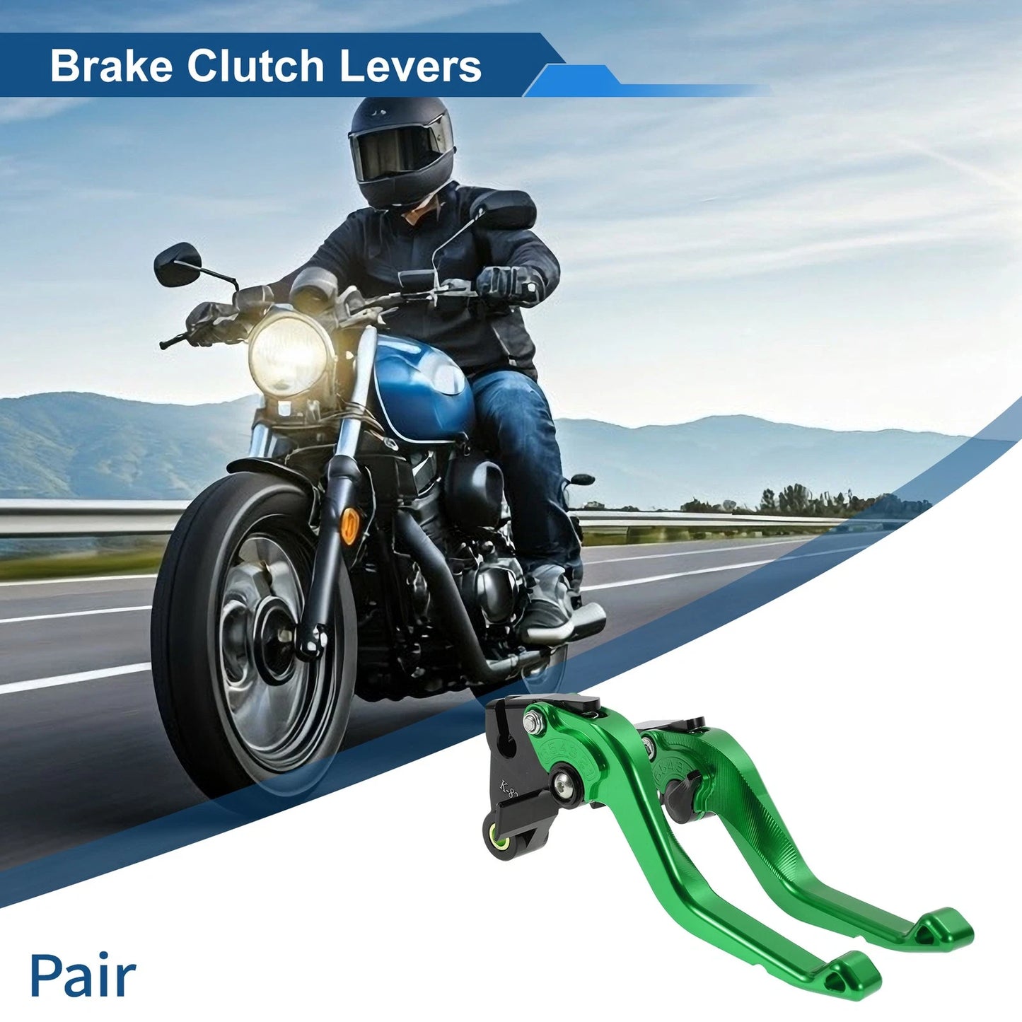 Short Brake Clutch Levers for Kawasaki Ninja ZX10R (2015–2024) Solid Green 1 Pair