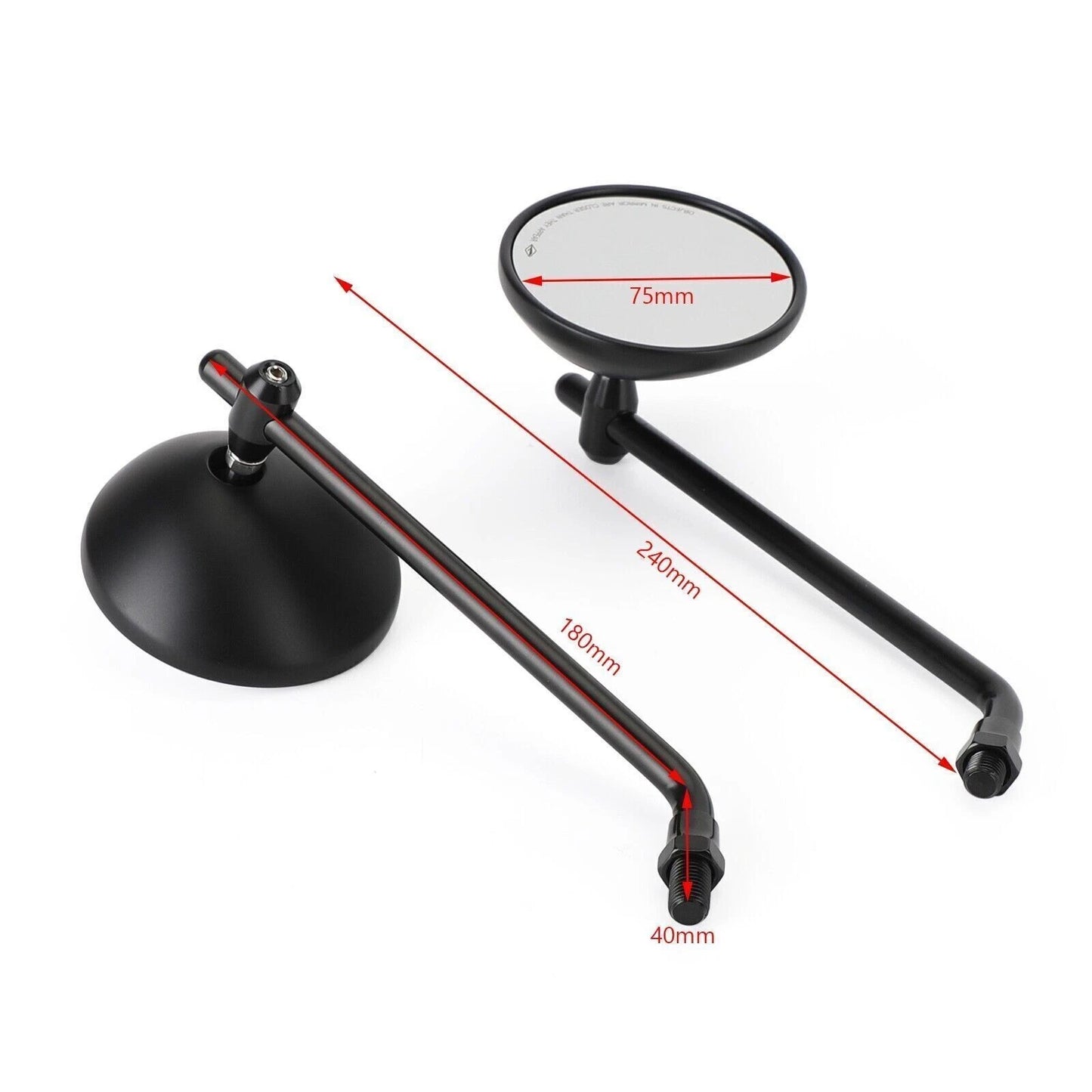 Black Short Mirror Handlebar End for Motorcycles (22mm & 25mm)