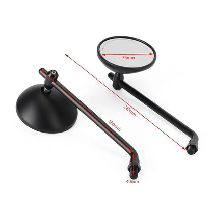 Black Short Mirror Handlebar End for Motorcycles (22mm & 25mm)