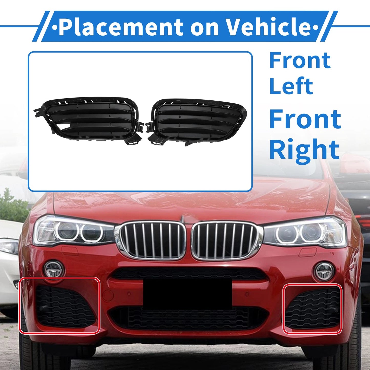 Set of 2 Front Bumper Fog Light Covers No.51117338513 for BMW X3 (2011–2017)
