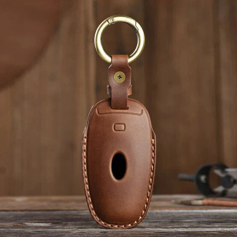 Leather Key Fob Cover Case for Hyundai Sonata Santa Fe Tucson Keyless Entry