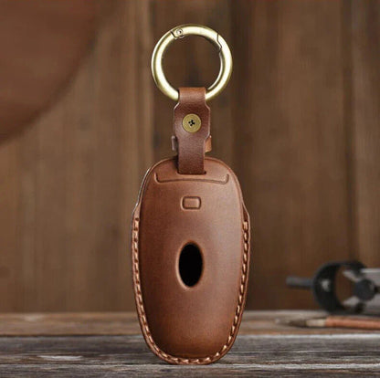 Leather Key Fob Cover Case for Hyundai Sonata Santa Fe Tucson Keyless Entry