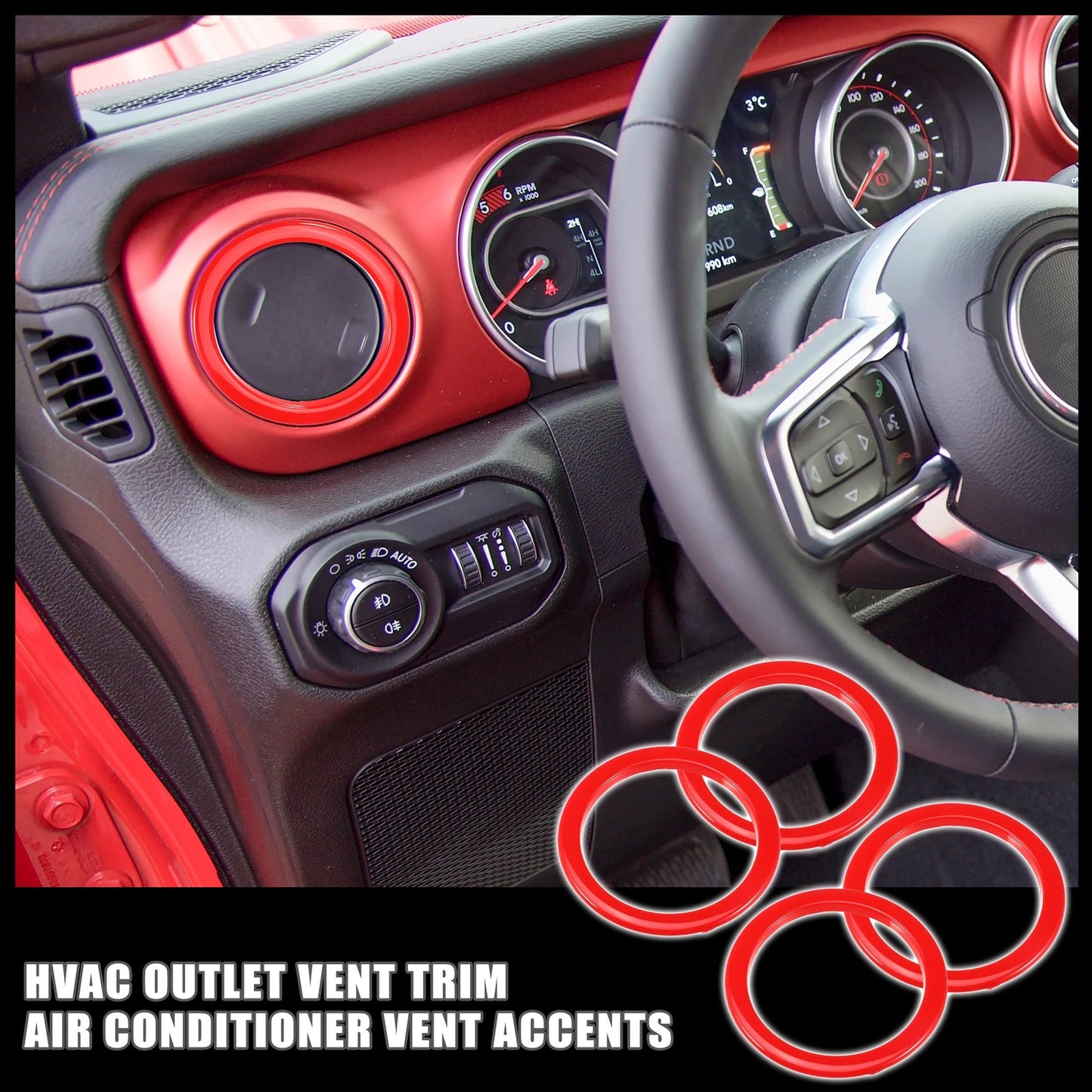 Set of 4 Air Conditioner Vent Accents for Jeep Wrangler JL (2018–2023)