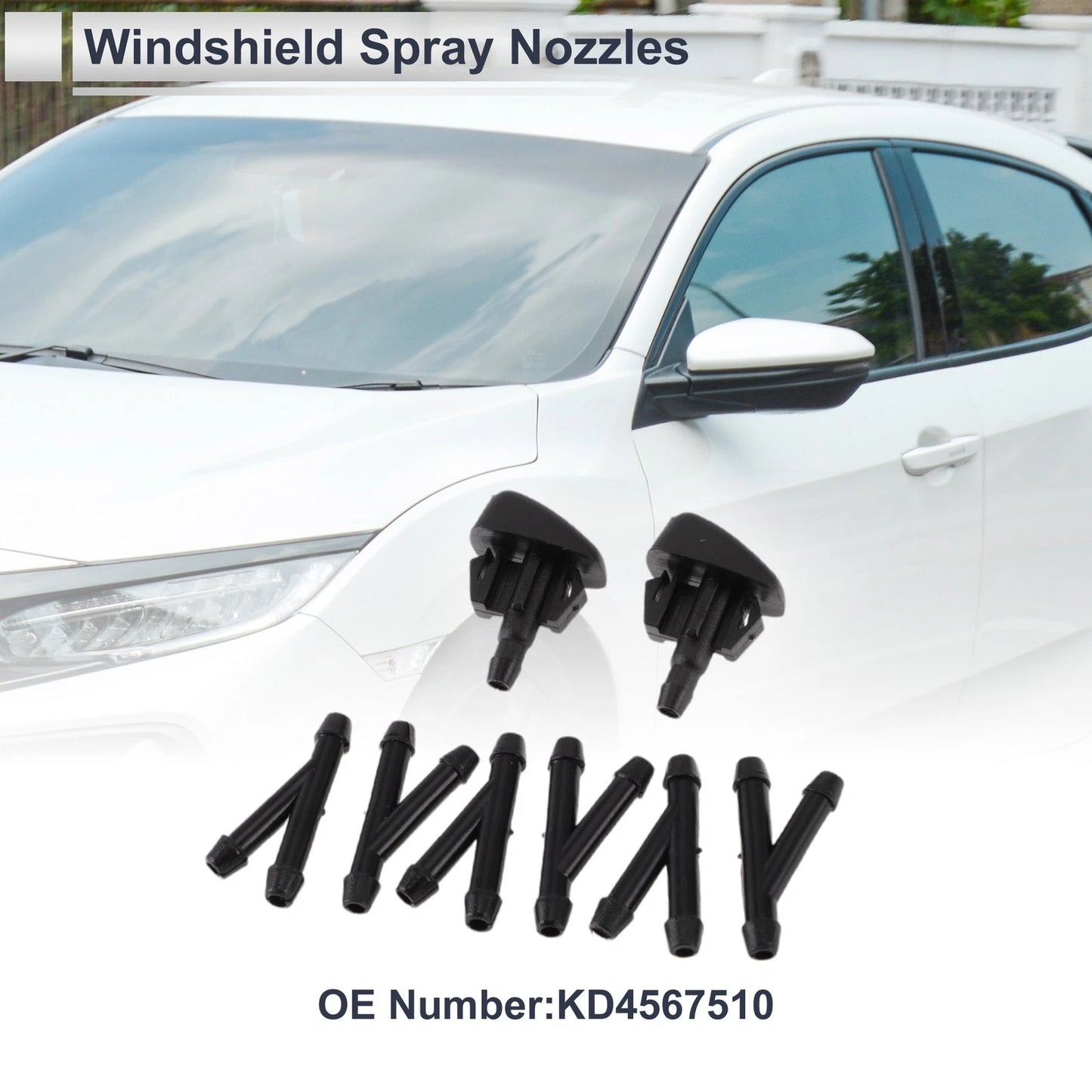 Set of 6 Windshield Washer Nozzles w/ Hose Connector for Mazda