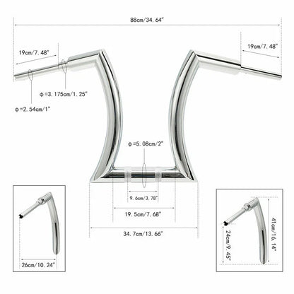 16" Chrome Rise 2" Hanger Handlebars for Harley Softail Sportster