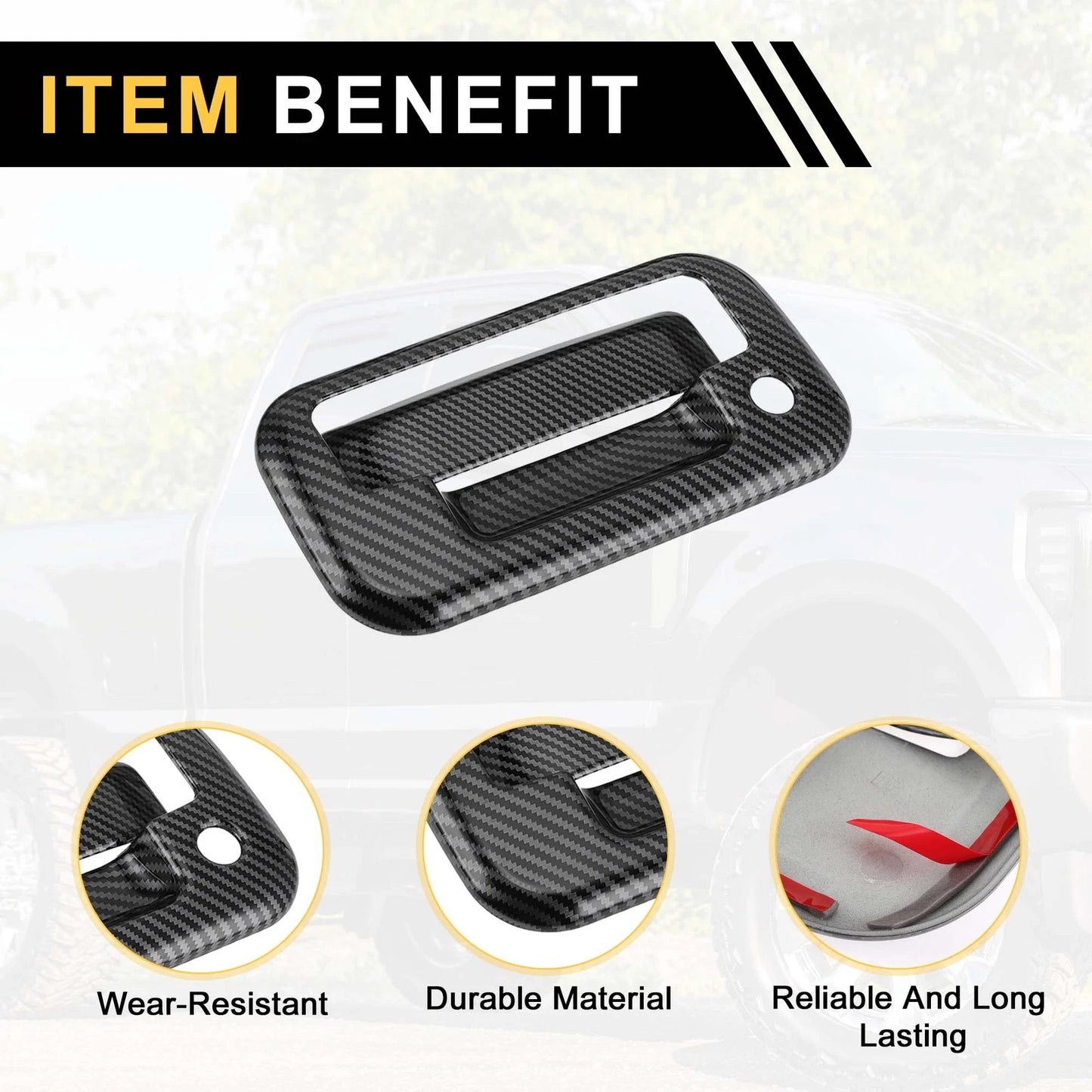 Set of 4 Exterior Door Handle Covers for Ford F-150 (2015–2023) - Black Fiber Pattern