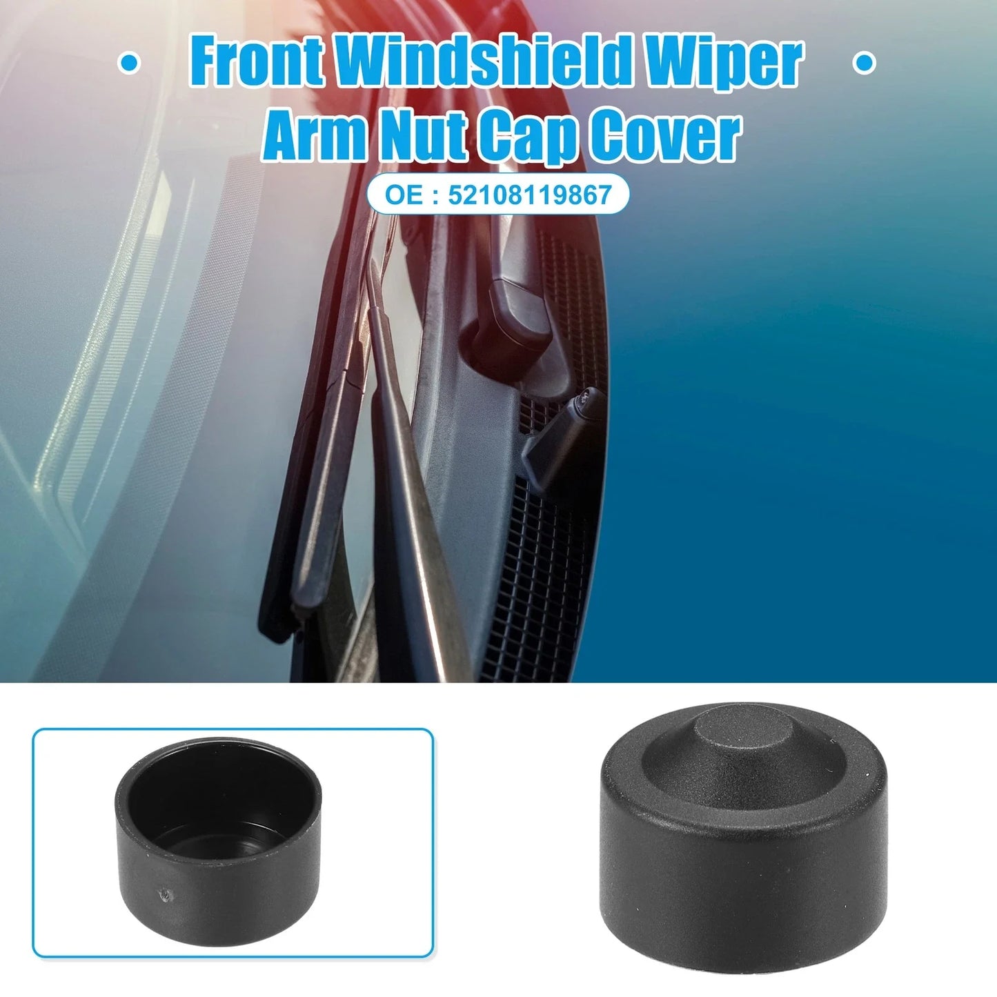 Front Windshield Wiper Arm Nut Cover Cap Black for BMW i3 (2014 - 2021)
