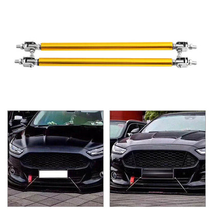 Adjustable Front Bumper Lip Splitter Strut Rod Tie Support Bar for Universal Gold