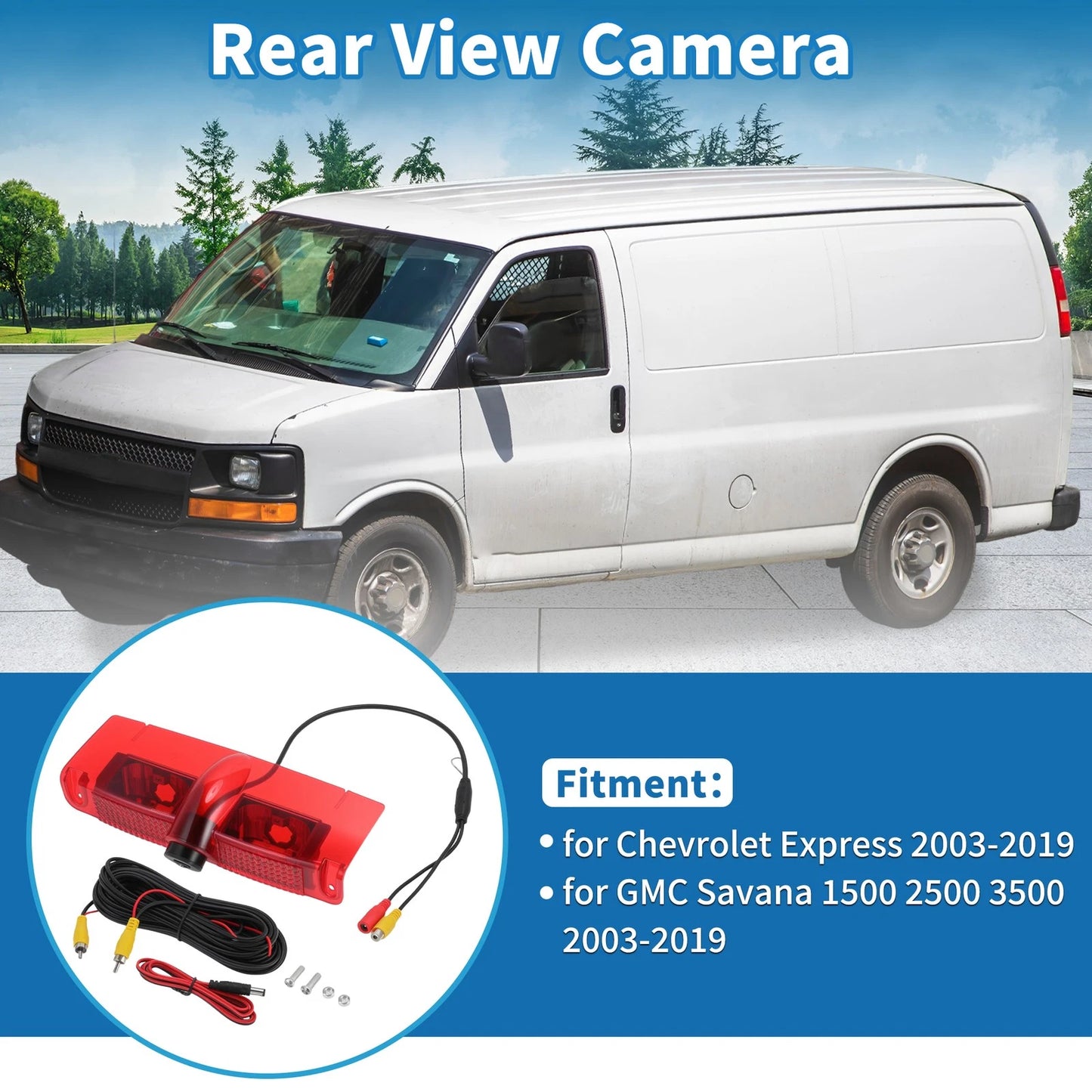 Brake Light Rear Camera for Chevy Express, GMC Savana 1500 2500 3500 (2003–2019)