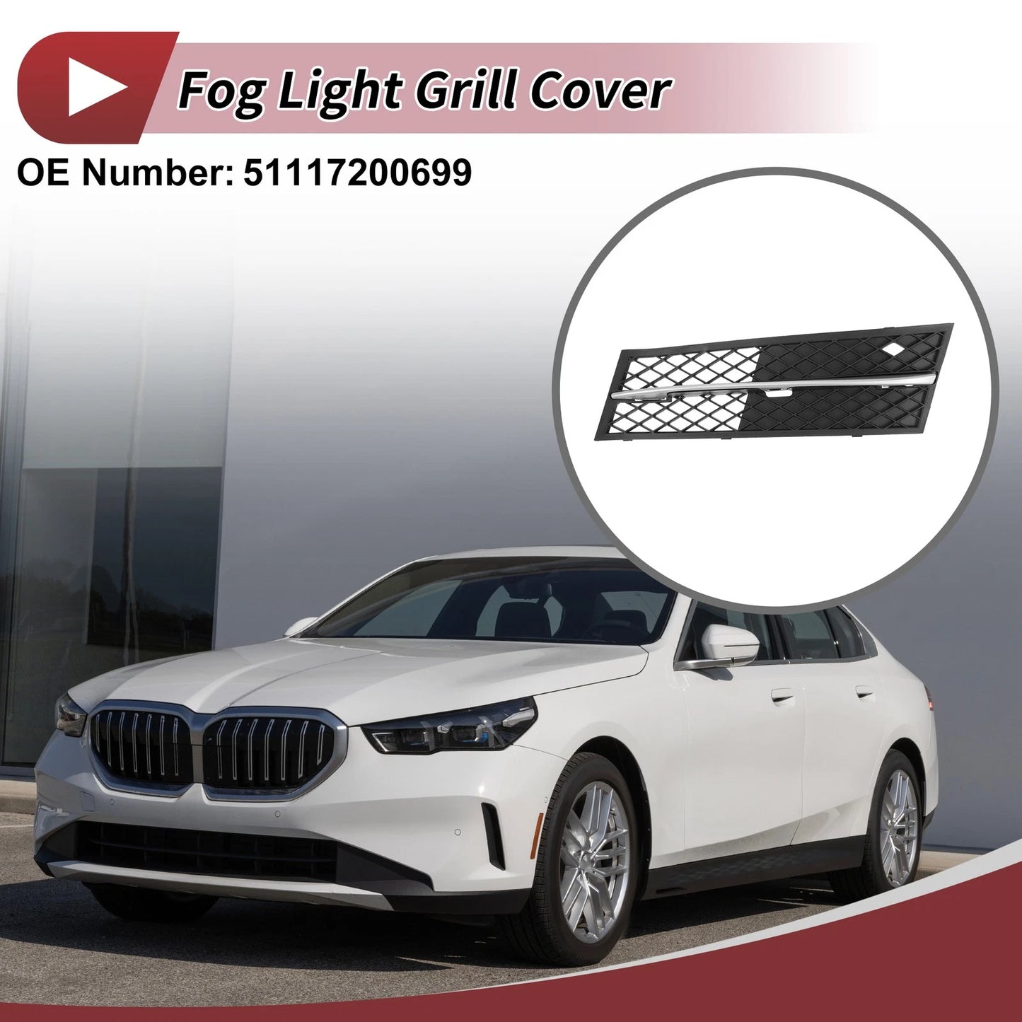 1 Pc Front Left Fog Light Grill for BMW 528i (2011-2013) Black