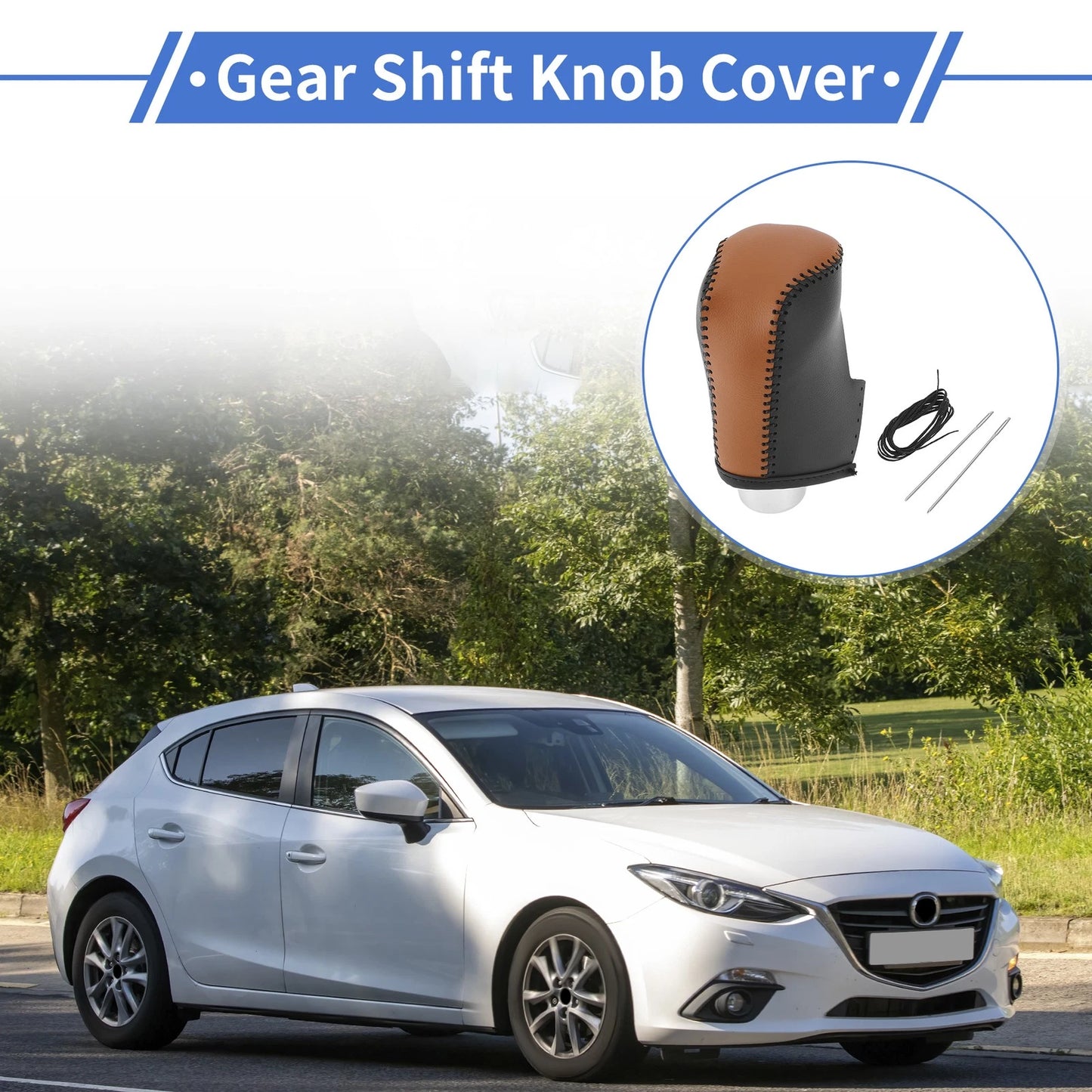 Gear Shift Knob Cover for Mazda 3 (2014–2018) Black Faux Leather