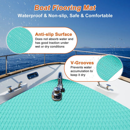 Self-Adhesive Boat Flooring Strip for Marine Use (96" L x 17" W) Seafoam Green