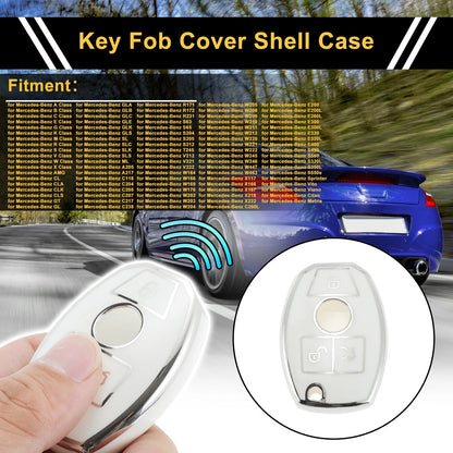 Car Key Case for Mercedes-Benz A/B/C/E/G/K/M/R/S/V/W/X Class/AMG (3 Buttons)