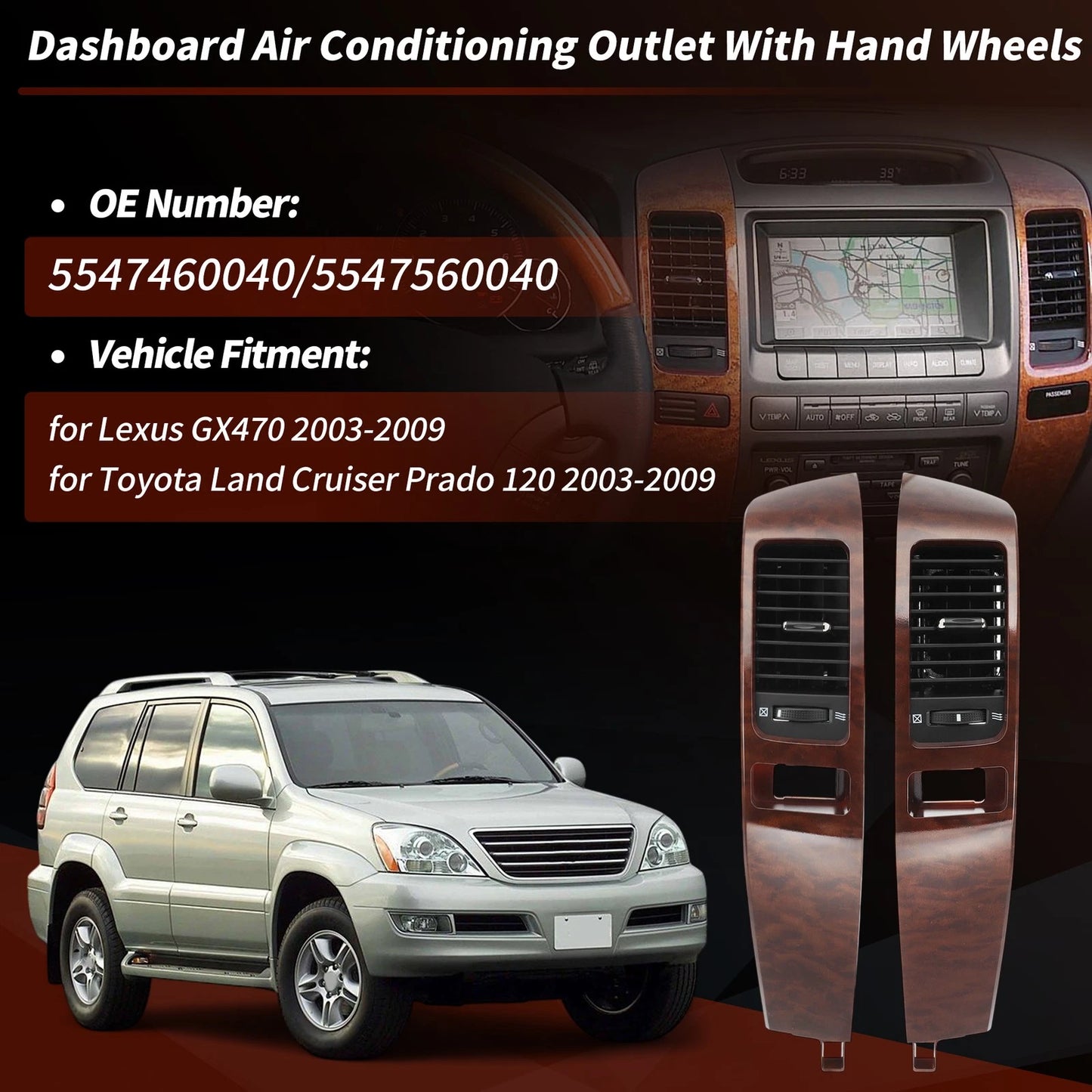 A/C Dash Air Vent Trim Panel for Lexus GX470 (2003–2009) 5547460040/5547560040