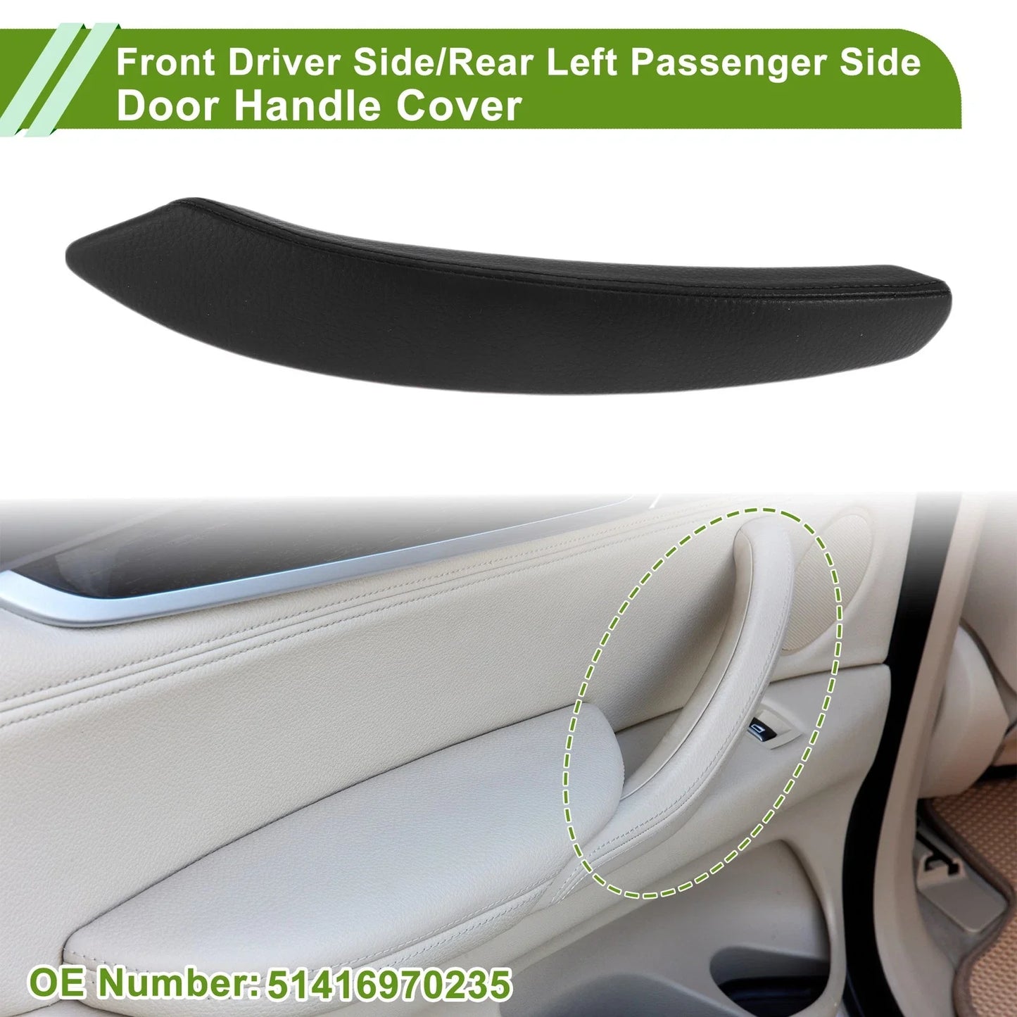 Door Panel Handle Pull Trim Cover for BMW X5 (2008-2013) Black