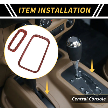 Center Console Gear Shift Ring Panel Cover Trim for Jeep Wrangler JK (2007–2018) - Red