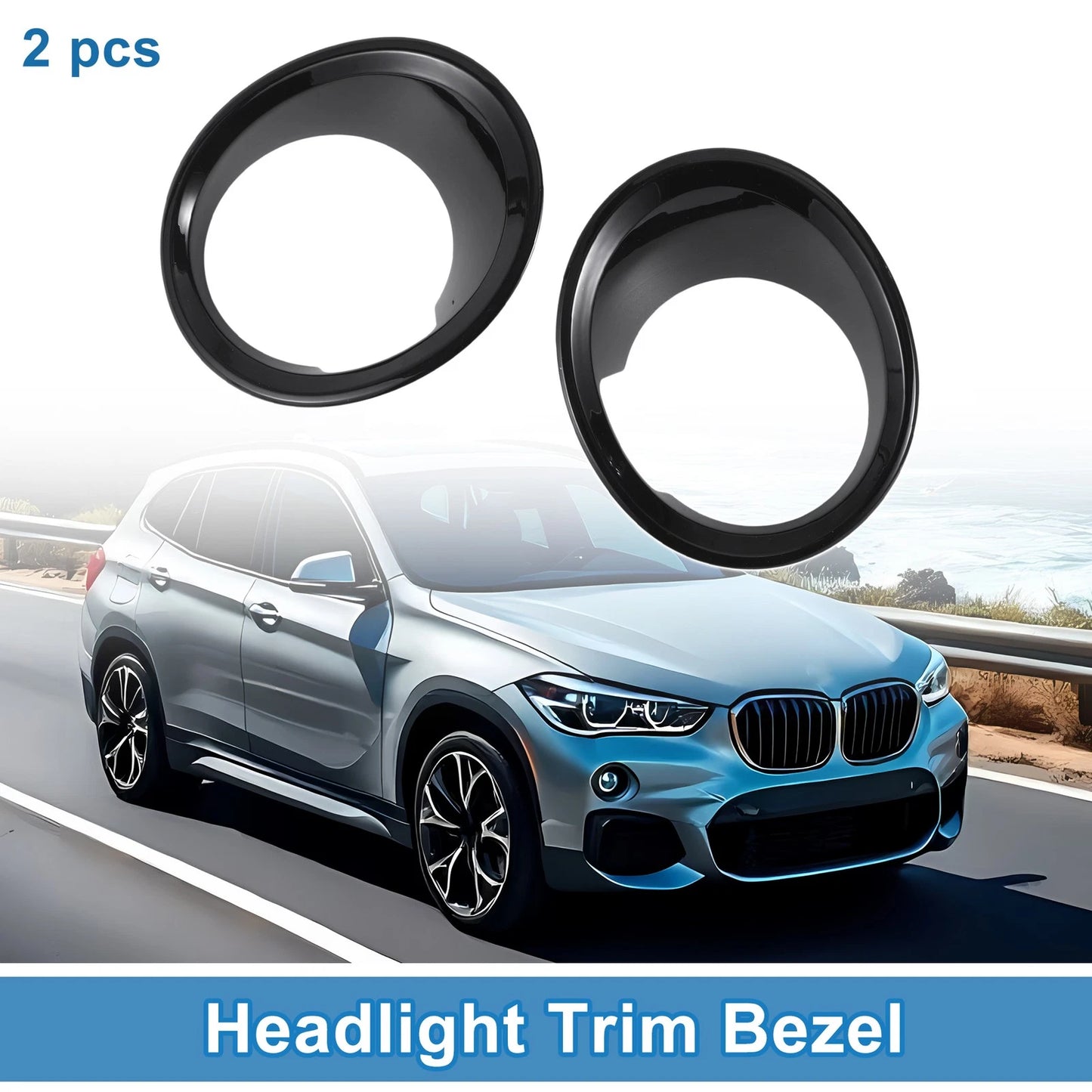 2X Headlight Trim Bezel for BMW X1 F48 (2016–2022)