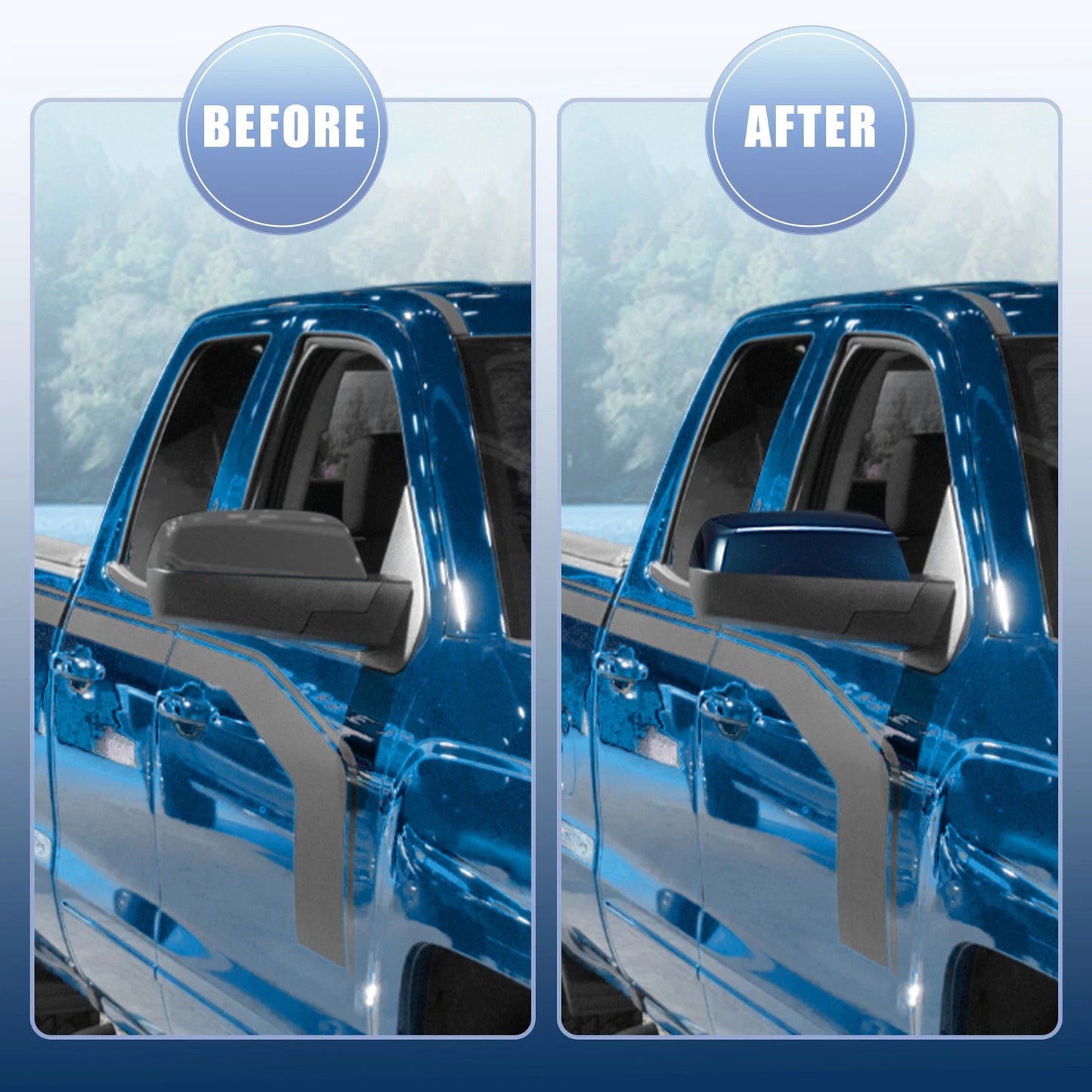 Set of 2 OEM Blue Top Side Mirror Covers for Chevy Silverado 1500 2500 3500 (2014–2019)