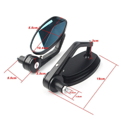 7/8" Aluminum Rear View Side Mirrors for Motorcycle - Black
