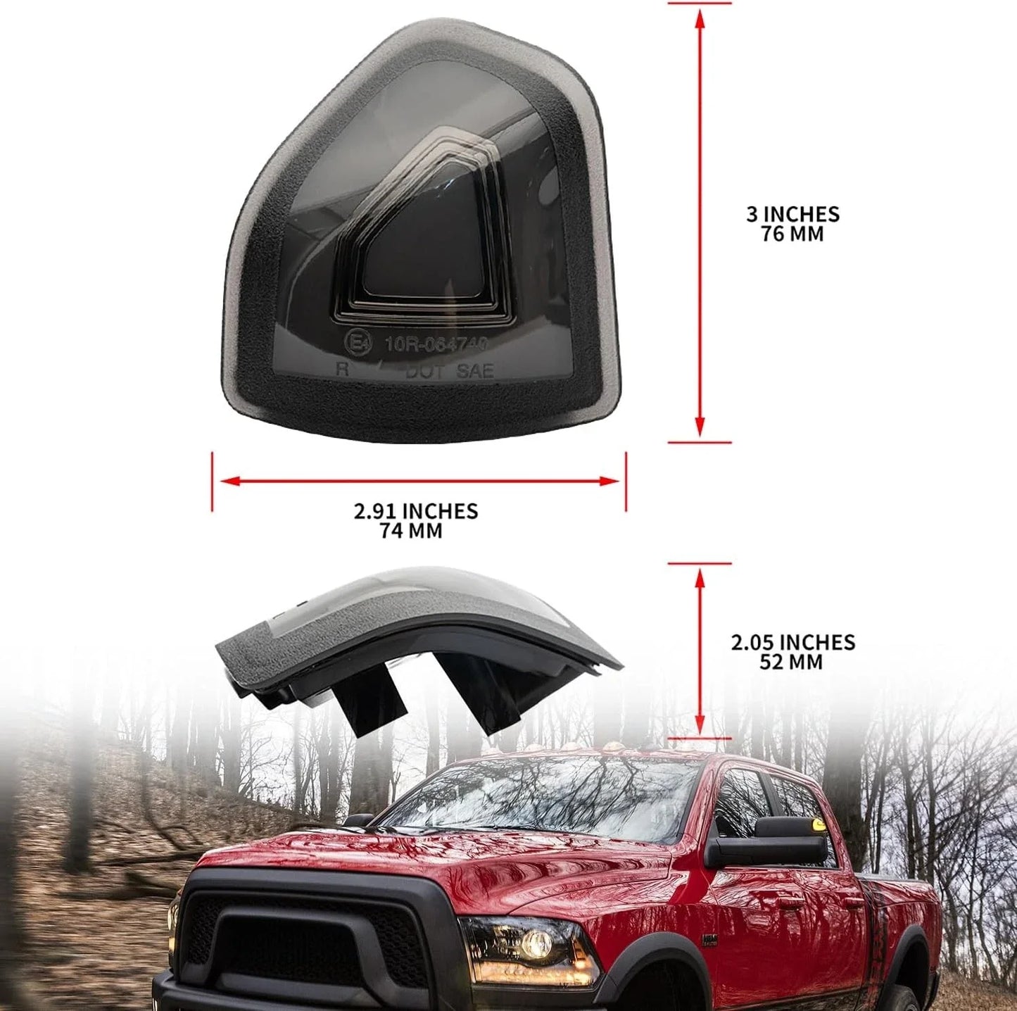 2x Smoke Lens Amber LED Turn Signal Lights for Dodge Ram (2009-2018)