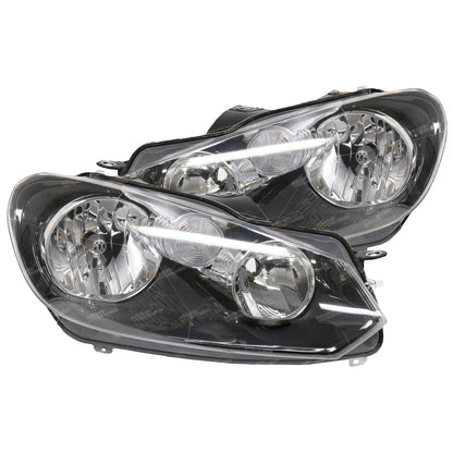 2X Black Headlights Pair for VW Golf Mk6 (2008–2012)