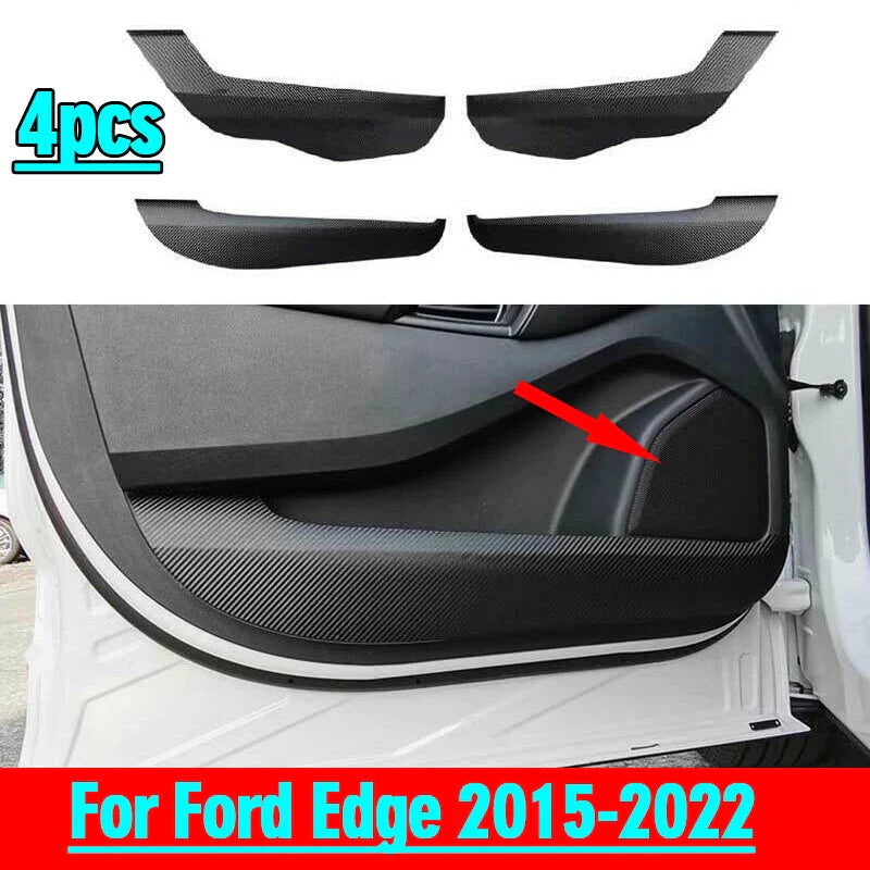 Carbon Fiber Leather / 4x / Door Anti Kick Pad Panel for Ford Edge (2015–2022)