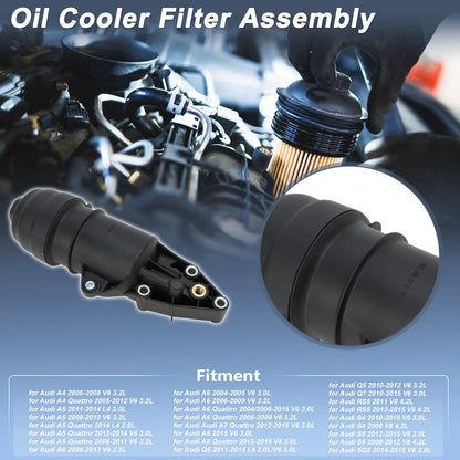 Engine Oil Filter Housing for Audi A4 (2005–2008) V6 3.2L No.06E115405A Set of 1
