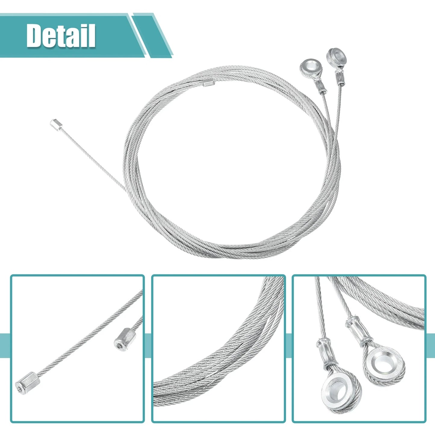 2 Pcs Rear Ramp Door Cable for Enclosed Trailer (Silver Tone)