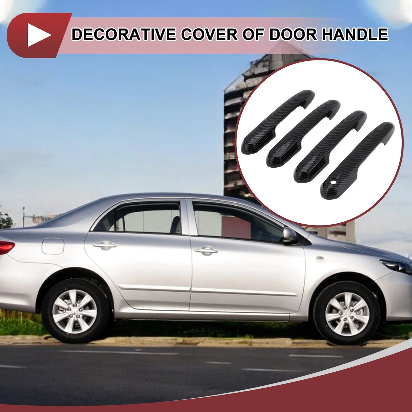 Set of 4 Car Door Handle Covers for Toyota Rav4 (2019–2024) Carbon Fiber