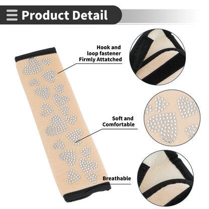 2X Beige Seat Belt Cover Pad for Universal Fit (23cm)