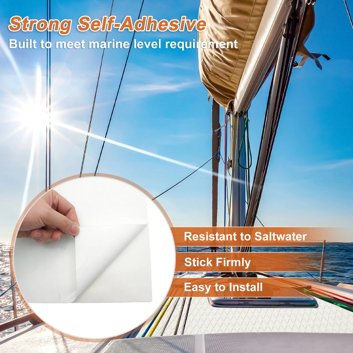 Self-Adhesive Boat Flooring Strip for Various Models (48" L x 17" W)