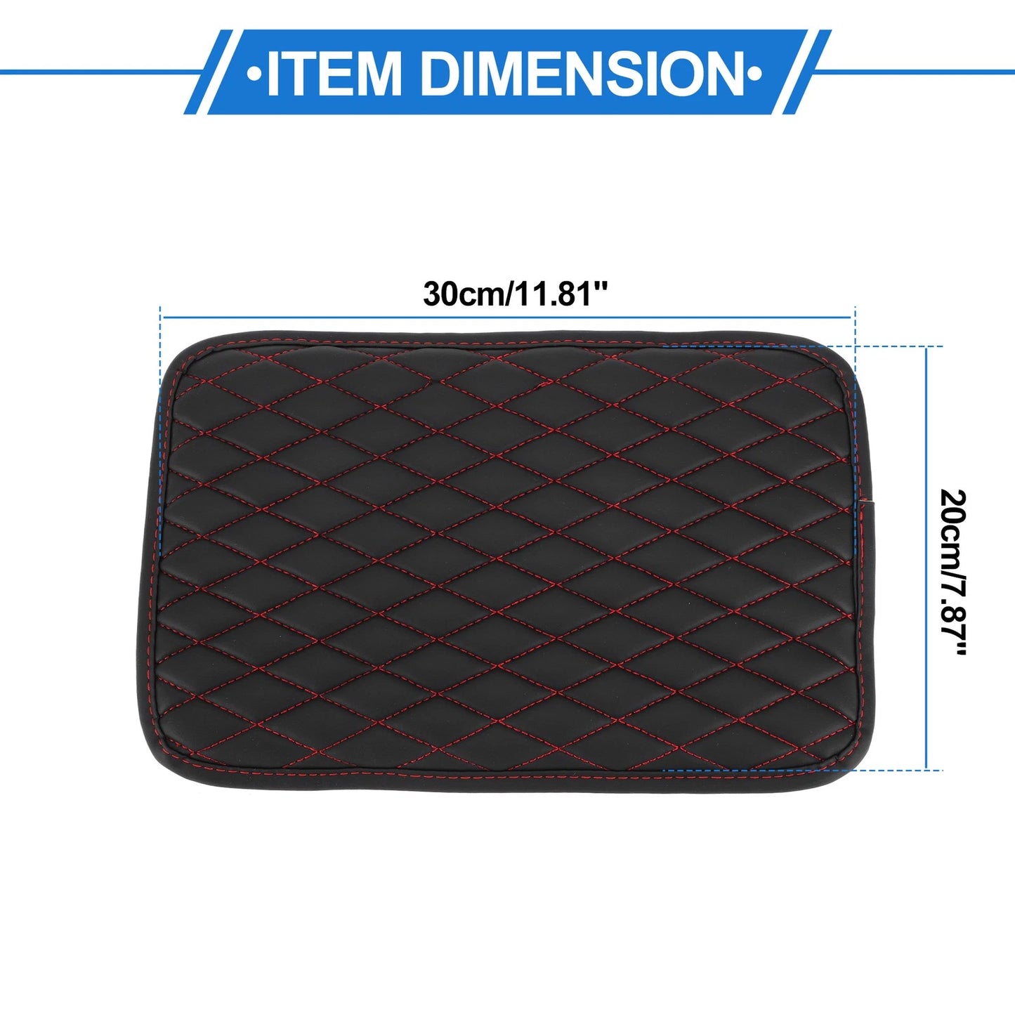 Armrest Box Pad for Vehicle (11.81"x7.8", Diamond Pattern, Black)