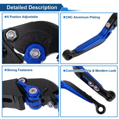 Brake Clutch Levers for Suzuki GSXR1000 (2009–2019) Black Head Blue Handle