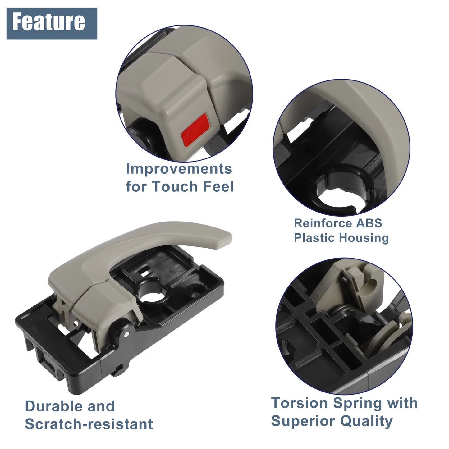Right Interior Door Handle for Hyundai Tucson (2016–2021) No. 82620-2E000-J9 Black Beige