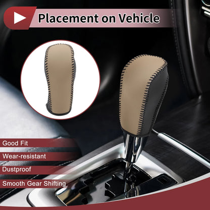 Gear Shift Knob Cover for Ford Fiesta (2011–2019) Beige Faux Leather