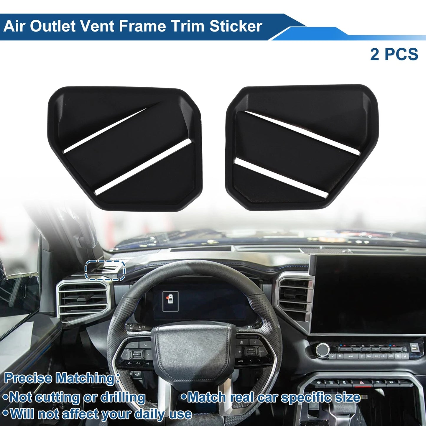 Air Condition Outlet Vent Trim Cover Frame for Toyota Tundra (2022–2023) Matte Black