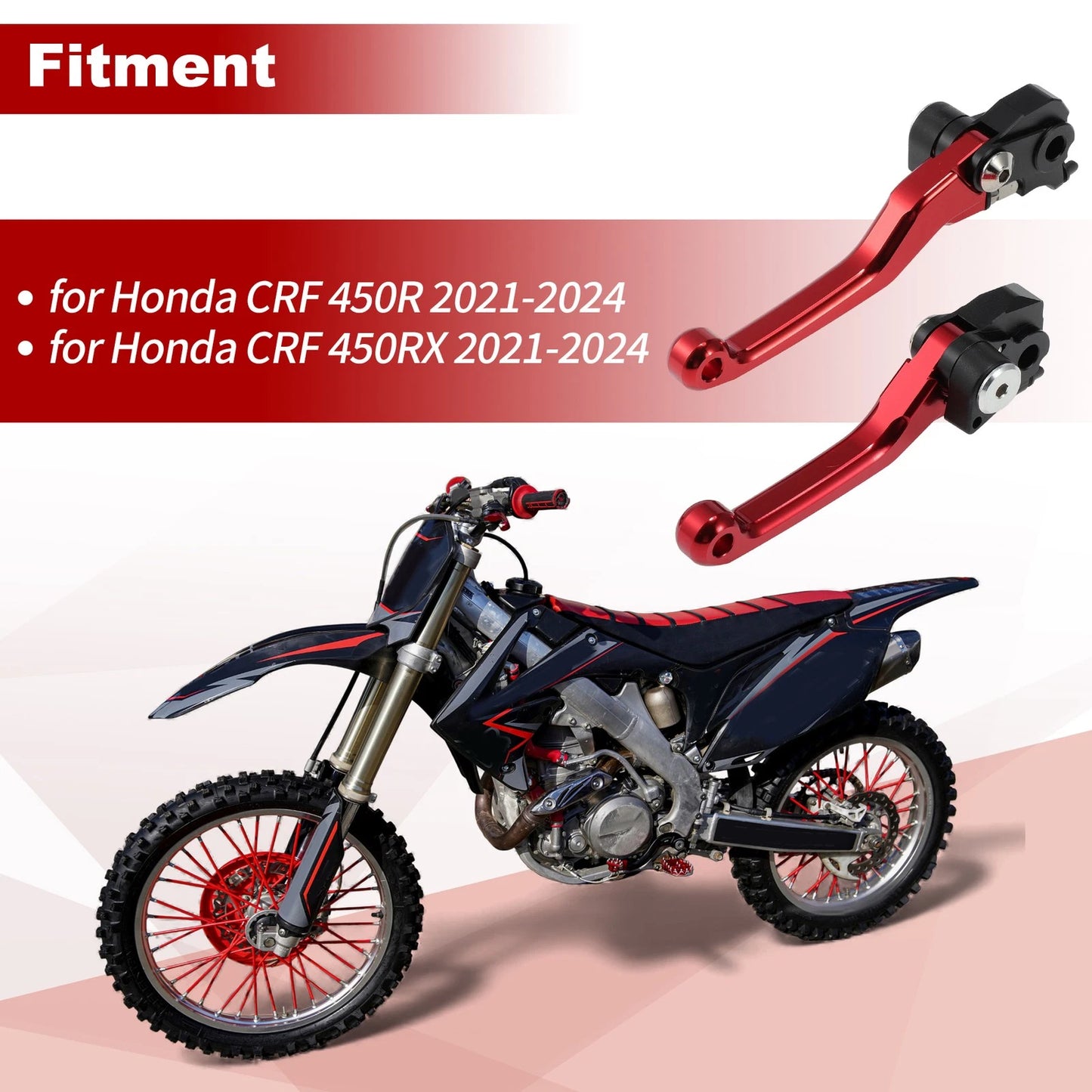 Short Brake Clutch Levers for Honda CRF450R CRF450RX (1 Pair) Red