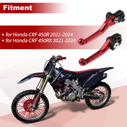 Short Brake Clutch Levers for Honda CRF450R CRF450RX (1 Pair) Red