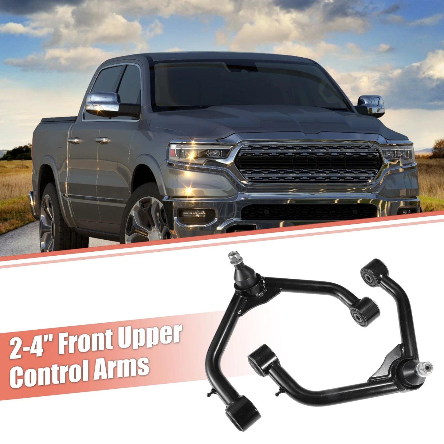 2 x 4" Front Upper Control Arms for Dodge Ram 1500 (2006-2023) Black