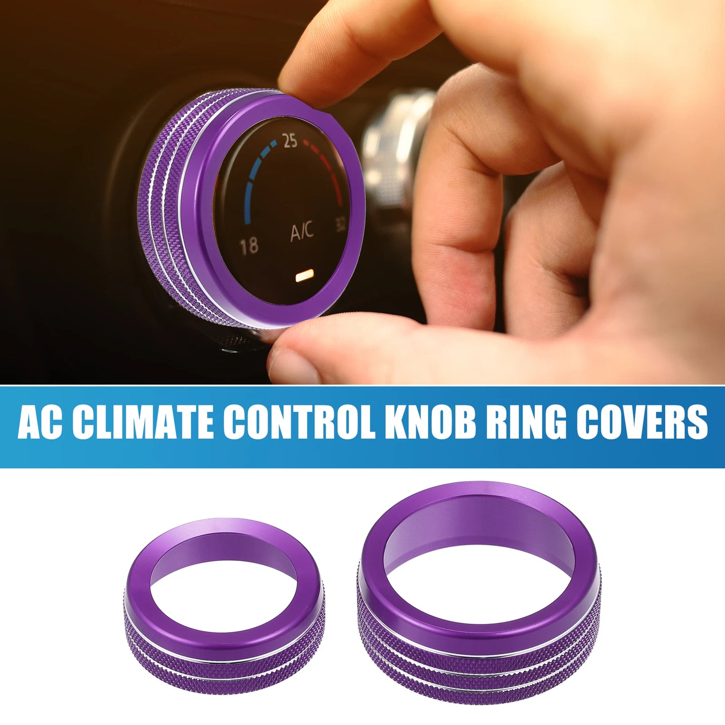 Set of 3 AC Radio Switch Knob Cover Decals for Dodge Durango (2014–2020) Purple