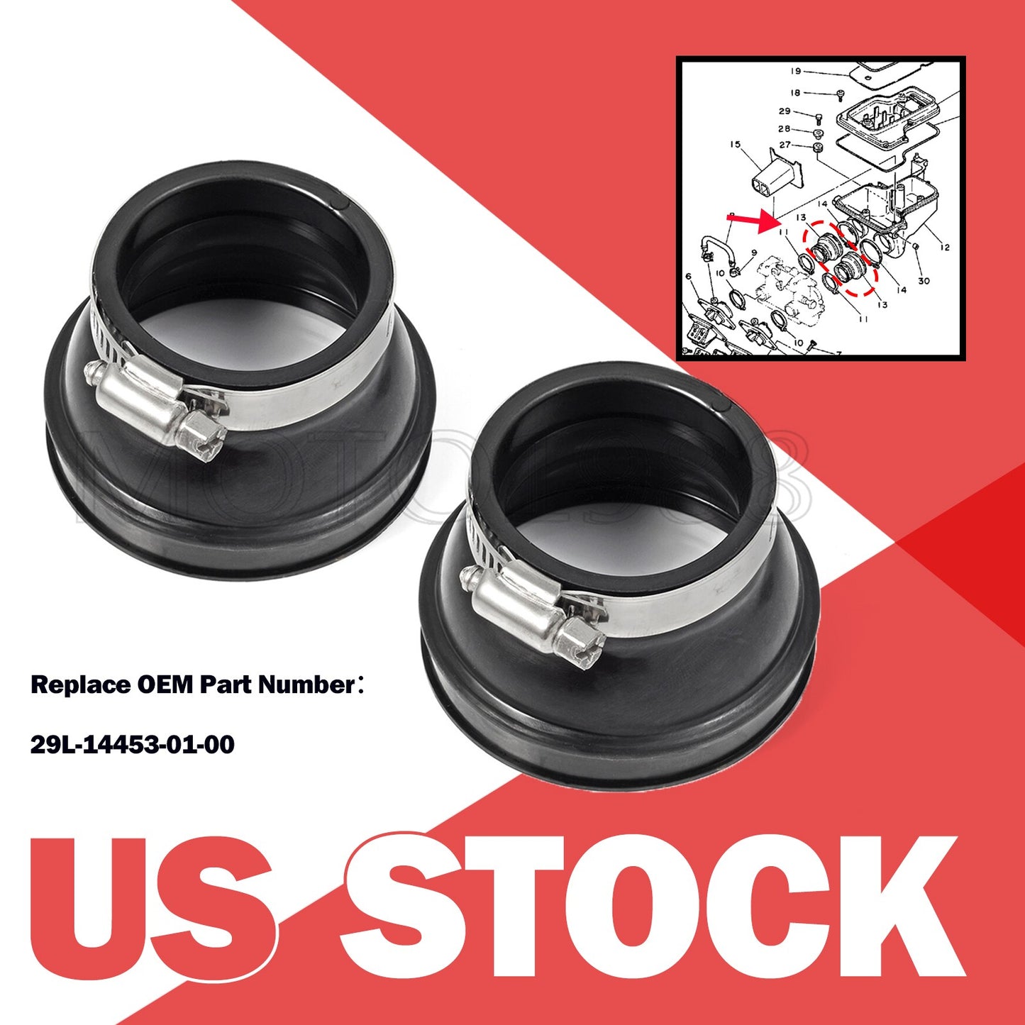 2X Air Cleaner Joint Intake Boot for Yamaha Banshee YFZ 350 (1987–2006)