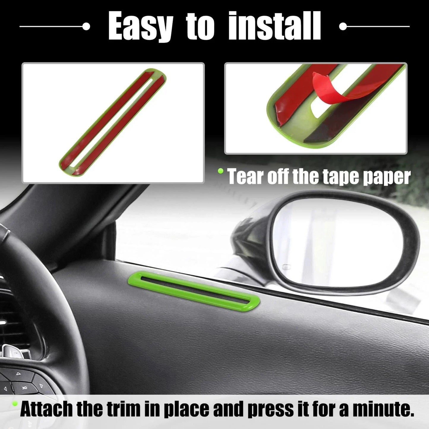 2 x Door Air Condition Outlet Vent Trim for Dodge Challenger (2015-2019) Green